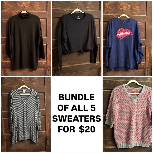 Size L - Bundle of ALL 5 Sweaters! Zara, All in Motion, Soft Surroundings… - Picture 1 of 6